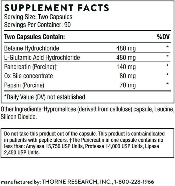 Смесь пищеварительных ферментов для улучшения пищеварения Thorne Advanced Digestive Enzymes 180 капсул 2084603515 фото