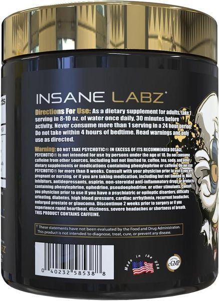 Добавка премиум-класса стойкая энергия памп выносливость Insane Labz Psychotic Gold 204 г 2939159922 фото