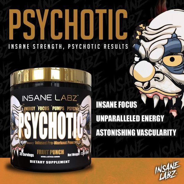 Добавка премиум-класса стойкая энергия памп выносливость Insane Labz Psychotic Gold 204 г 2939159922 фото