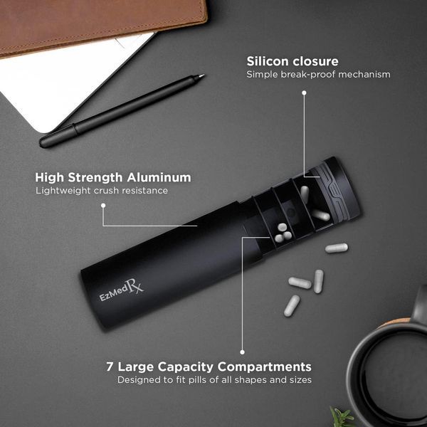 Преміальний контейнер для таблеток EzMedrx 7 Day Pill Organizer Black 2182644328 фото