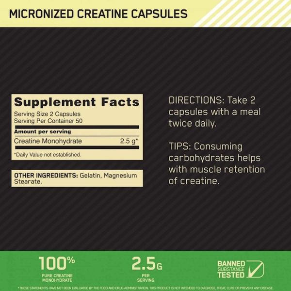 Креатин Optimum Nutrition Micronized Creatine Capsules 100 капсул (4384304349) 1684741503 фото