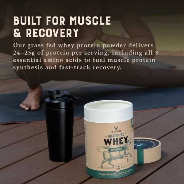 Добавка премиум-класса сывороточный протеин травяного откорма HEART & SOIL Grass Fed Whey Protein 900 г 3176432933 фото