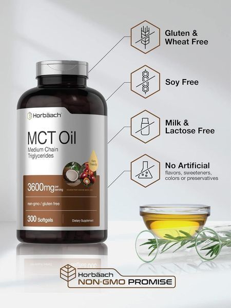 Добавка премиум-класса кокосовое масло Horb&auml;ach Keto MCT Oil 300 капсул 2499919115 фото