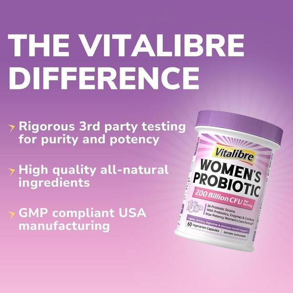 Добавка премиум-класса пробиотики для женщин Vitalibre Probiotics for Women 200 Billion CFU 60 капсул 3199670939 фото