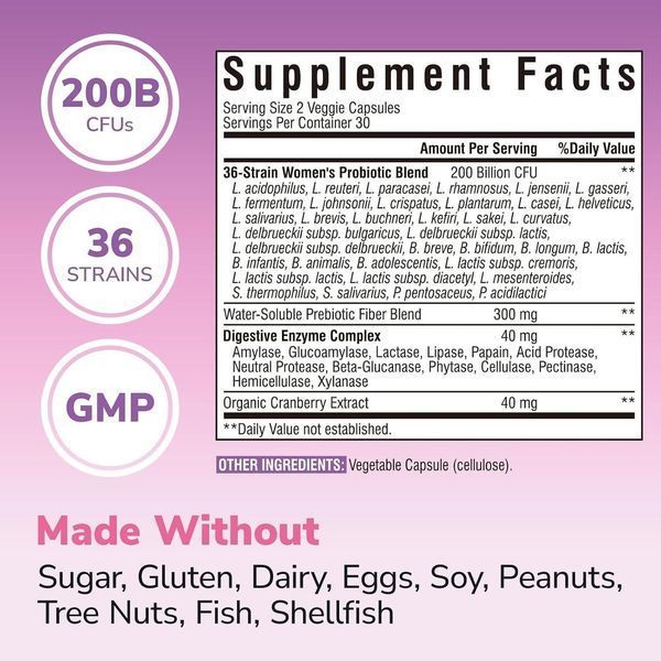Добавка премиум-класса пробиотики для женщин Vitalibre Probiotics for Women 200 Billion CFU 60 капсул 3199670939 фото
