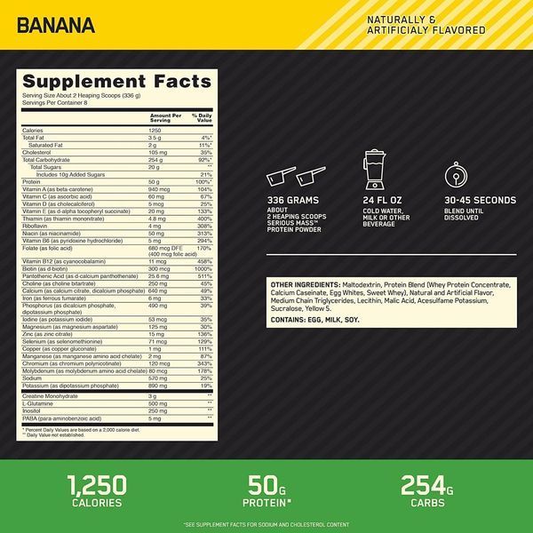 Гейнер Optimum Nutrition Serious Mass USA 2720 г (4384304402) 1684742080 фото