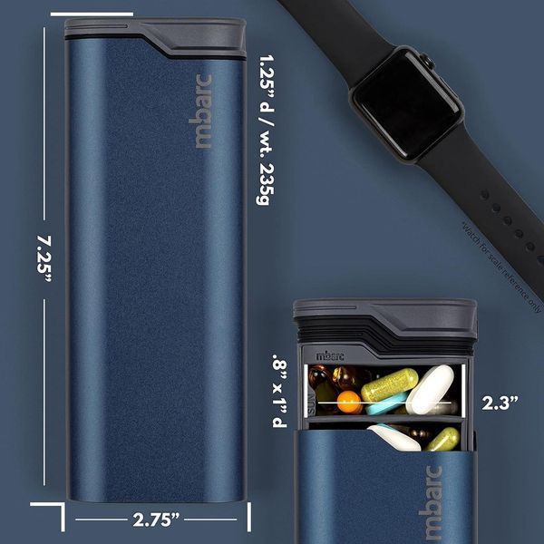 Преміальний контейнер HigherHuman Extra Large Sleek Modern Pill Box Matte Blue 2059508783 фото