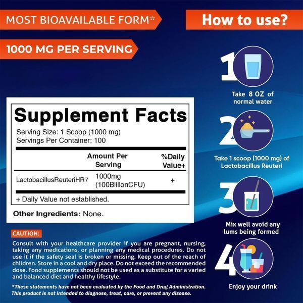 Домішка преміумкласу підтримує травлення й імунітет Vitamatic Lactobacillus Reuteri Probiotic Powder 100 г 2673046830 фото