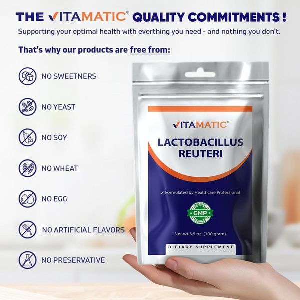 Домішка преміумкласу підтримує травлення й імунітет Vitamatic Lactobacillus Reuteri Probiotic Powder 100 г 2673046830 фото