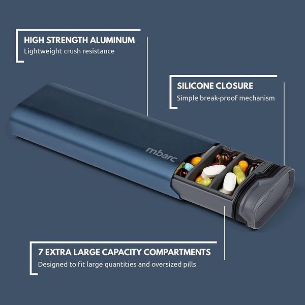 Преміальний контейнер HigherHuman Extra Large Sleek Modern Pill Box Matte Blue 2059508783 фото