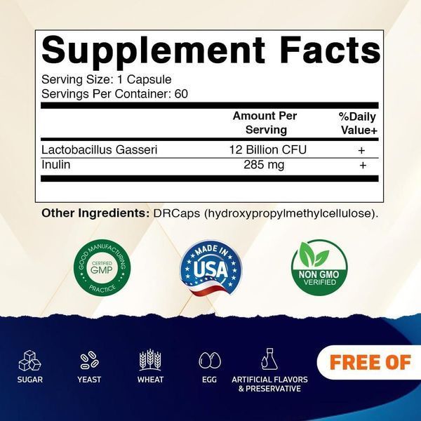 Домішка преміумкласу травна підтримка Vitamatic Lactobacillus Gasseri 60 капсул 2664289100 фото