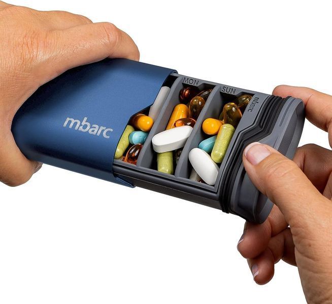 Преміальний контейнер HigherHuman Extra Large Sleek Modern Pill Box Matte Blue 2059508783 фото