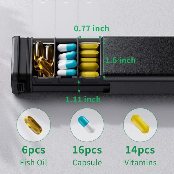 Преміальний контейнер для таблеток Kursaya Metal Pill Organizer Black 2059508784 фото
