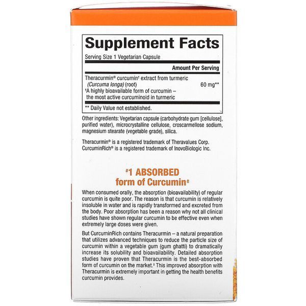 Natural Factors CurcuminRich Double Strength Theracurmin 60 капсул (4384304206) 1589283501 фото