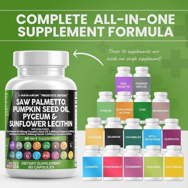 Премиальная добавка для простаты Clean Nutraceuticals Saw Palmetto 10000mg Pumpkin Seed Oil 3000mg Pygeum Sunflower Lecithin 2058332092 фото