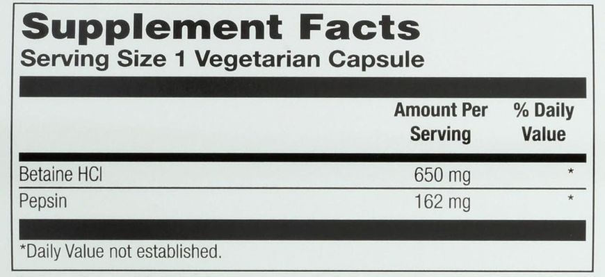 Solaray HCL with Pepsin 650 mg 100 капсул (4384304106) 1573406594 фото