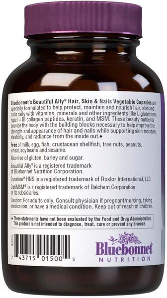 Вітаміни Bluebonnet Nutrition Beautiful Ally Hair Skin & Nails 60 капсул (4384302935) 1437160143 фото