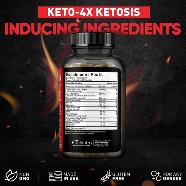 Добавка для контроля веса HivoNutra HivoBurn 4X Keto 60 капсул 4384305873 фото