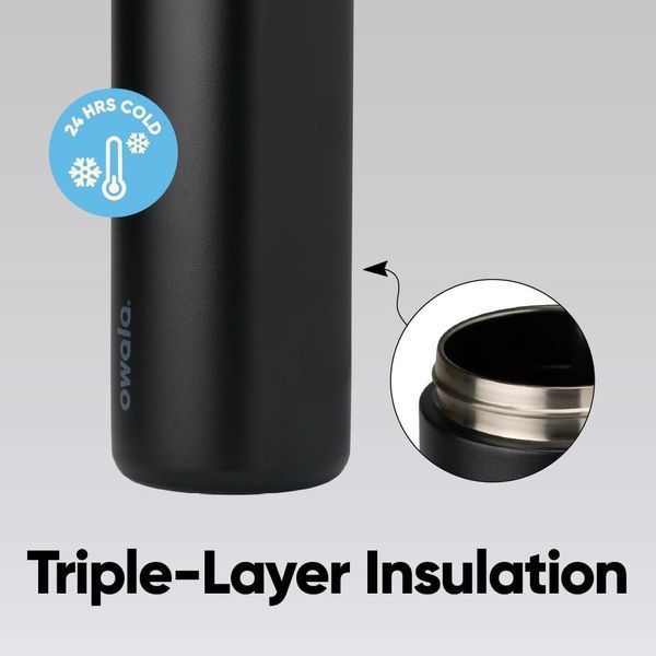 Фляга для воды премиум-класса Owala FreeSip Insulated Stainless Steel Water Bottl Very, Very Dark 750 мл 2955173839 фото