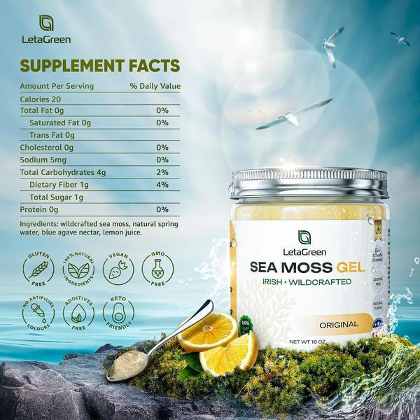 Формула для імунітету та енергії LetaGreen Irish Sea Moss Gel 450 г 2147538730 фото