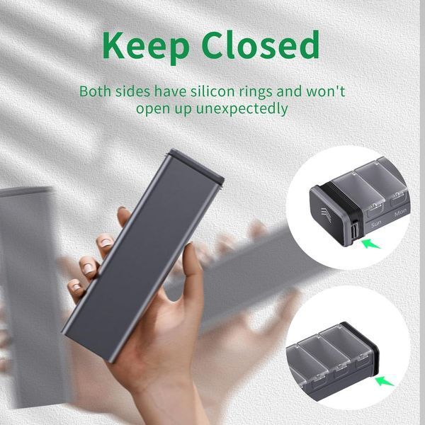 Преміальний контейнер для таблеток Kursaya Metal Pill Organizer Steel Grey 2059508785 фото