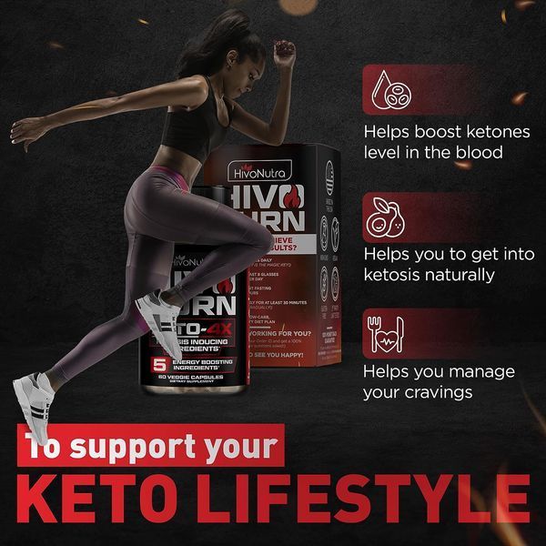 Добавка для контроля веса HivoNutra HivoBurn 4X Keto 60 капсул 4384305873 фото