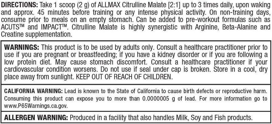 Аминокислота AllMax Nutrition Citrulline Malate 300 г Без вкуса(4384301126) 1437158581 фото