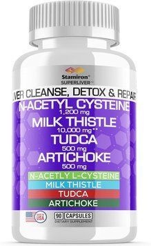 Инновационная добавка для поддержки печени Stamiron NAC 1200mg Milk Thistle 10,000mg TUDCA 500mg Blend Liver Cleanse Detox & Repair Formula 90 капсул 4384305974 фото