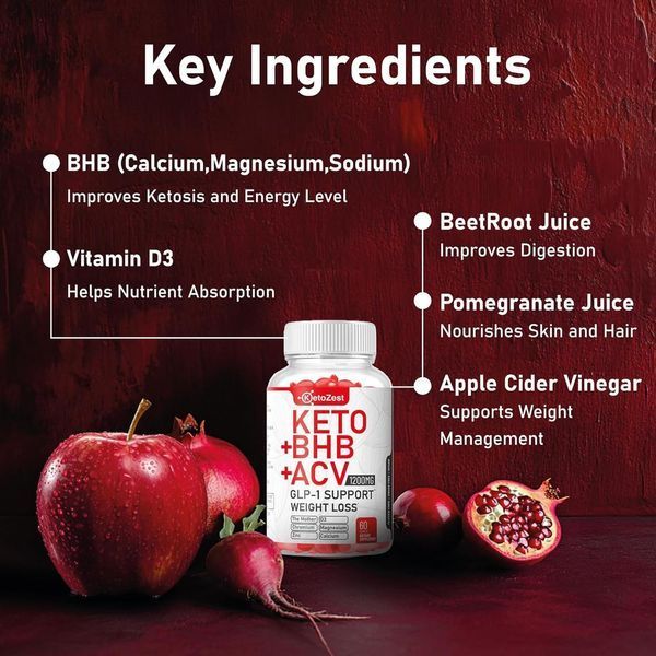 Добавка премиум-класса ускорения метаболических процессов KetoZest Keto ACV BHB GLP-1 Gummies 60 таблеток 2577280958 фото