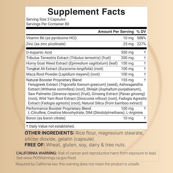 Преміальна оздоровча добавка NatureBell Testosterone for Men 240 капсул 43819539056 фото